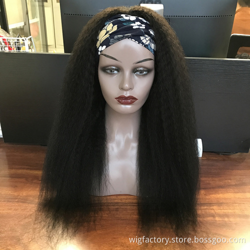 Kinky Straight Wig Headband Human Hair,Long Scarf Wig Glueless Brazilian Remy Hair,Curly Wigs Human Hair Lace Front